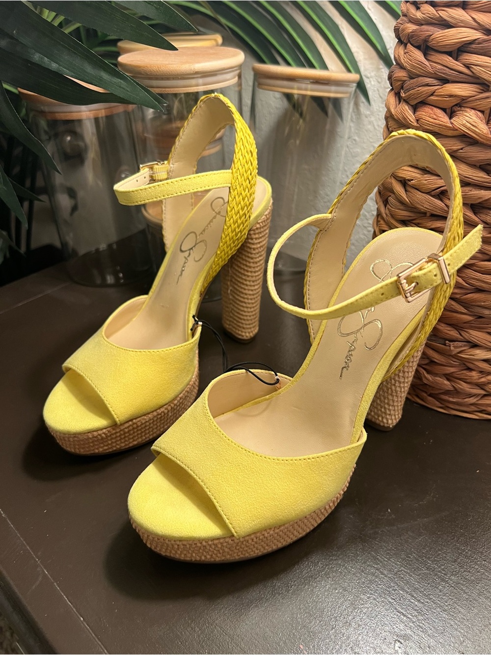 NEW Jessica Simpson Yellow Platform Ankle-Strap Women’s Heels